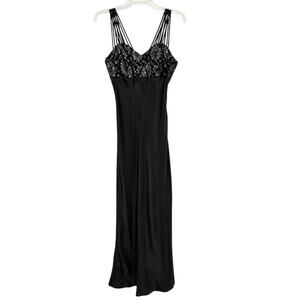 Vintage 90s All That‎ Jazz Whimsigoth Glam Lace Satin Formal Gown Black Size 5/6